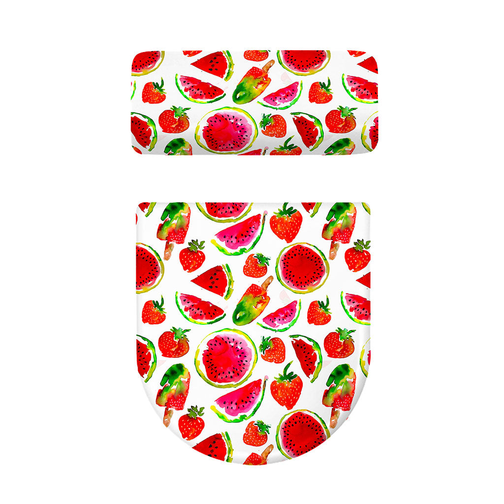Summer Fruits Watermelon Pattern Print Toilet Lid And Tank Cover Set