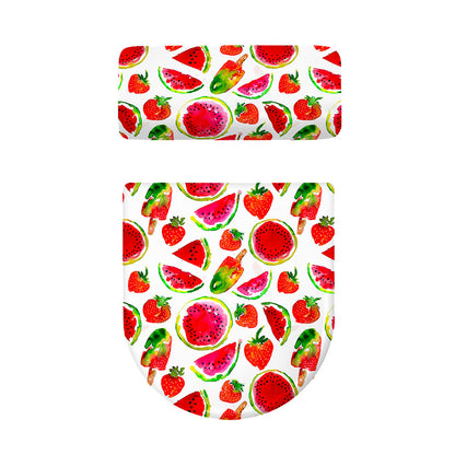 Summer Fruits Watermelon Pattern Print Toilet Lid And Tank Cover Set