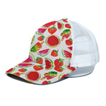 Summer Fruits Watermelon Pattern Print White Mesh Trucker Cap