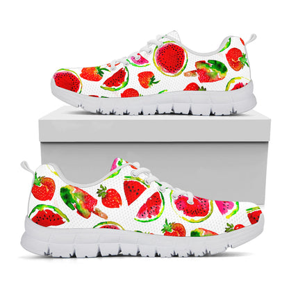 Summer Fruits Watermelon Pattern Print White Running Shoes