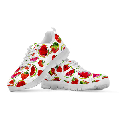 Summer Fruits Watermelon Pattern Print White Running Shoes