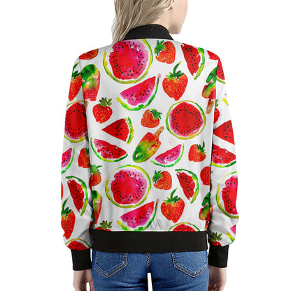 Summer Fruits Watermelon Pattern Print Women's Bomber Jacket
