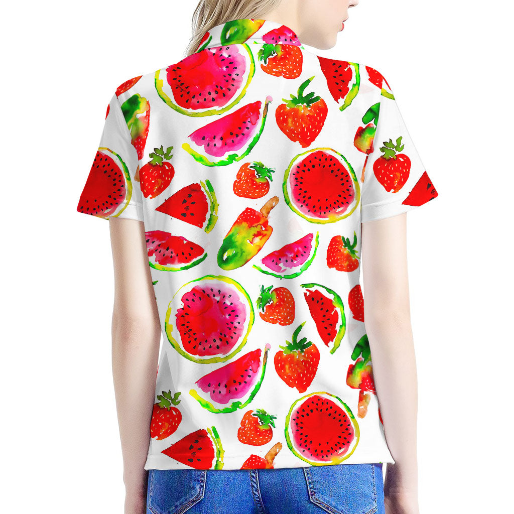 Summer Fruits Watermelon Pattern Print Women's Polo Shirt