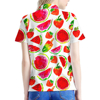Summer Fruits Watermelon Pattern Print Women's Polo Shirt