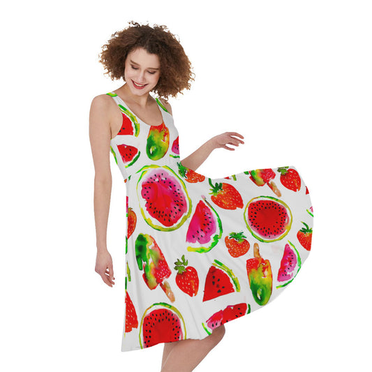 Summer Fruits Watermelon Pattern Print Women's Sleeveless Dress