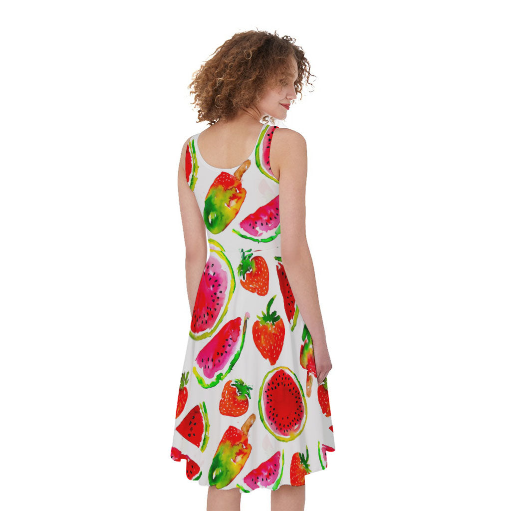 Summer Fruits Watermelon Pattern Print Women's Sleeveless Dress
