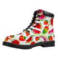 Summer Fruits Watermelon Pattern Print Padded Collar Lace Up Boots