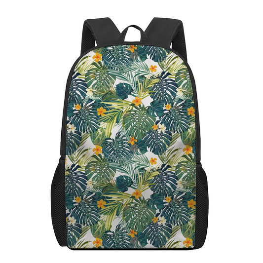 Summer Hawaiian Leaves Pattern Print 17 Inch Backpack