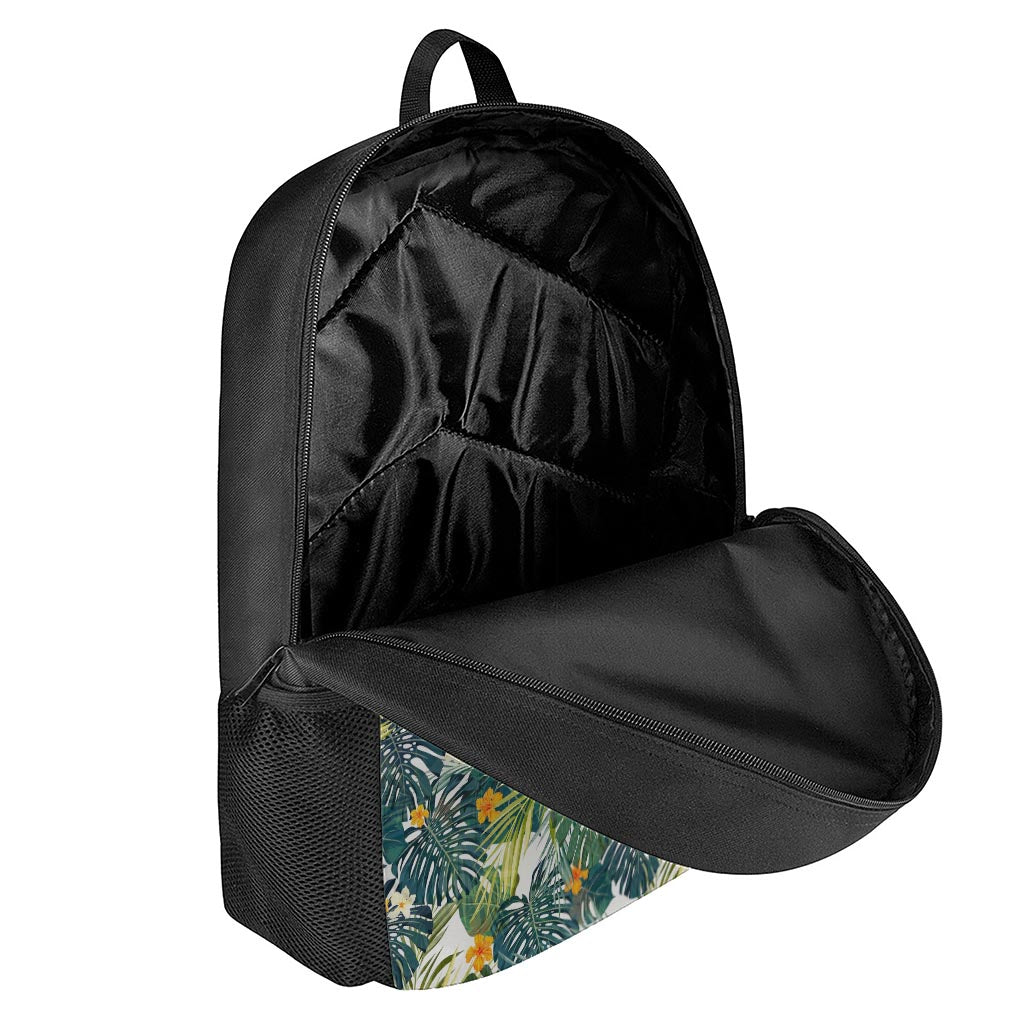 Summer Hawaiian Leaves Pattern Print 17 Inch Backpack