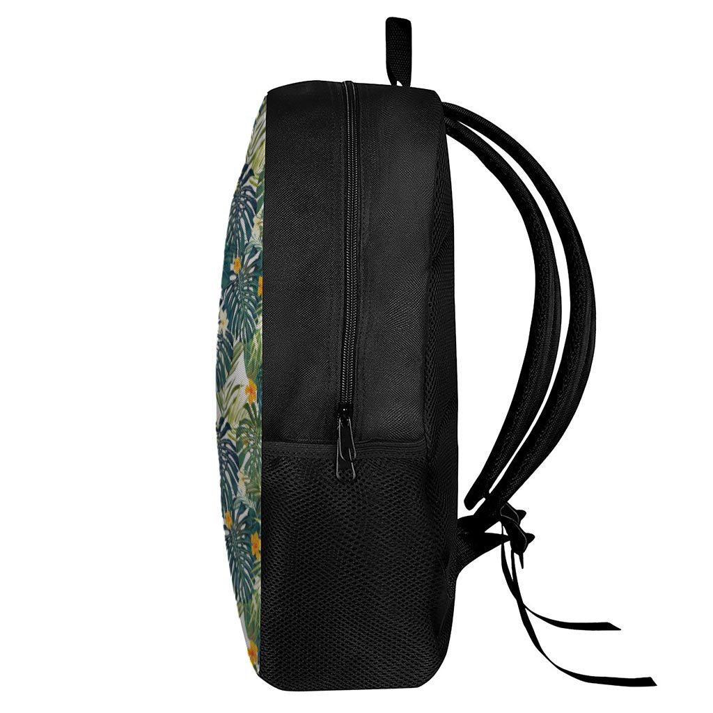 Summer Hawaiian Leaves Pattern Print 17 Inch Backpack