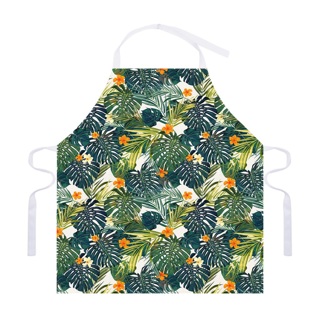 Summer Hawaiian Leaves Pattern Print Adjustable Apron