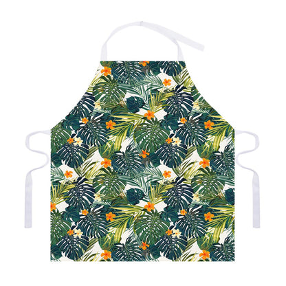 Summer Hawaiian Leaves Pattern Print Adjustable Apron
