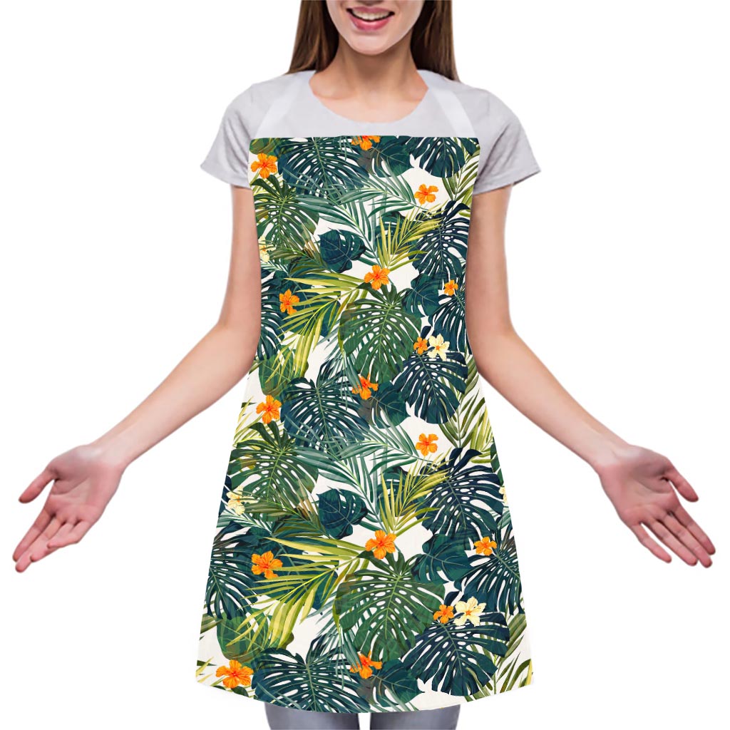 Summer Hawaiian Leaves Pattern Print Adjustable Apron