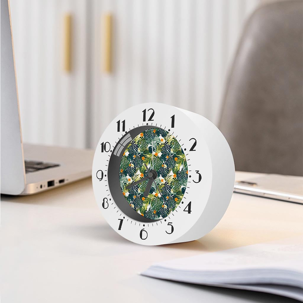 Summer Hawaiian Leaves Pattern Print Alarm Clock