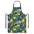 Summer Hawaiian Leaves Pattern Print Bib Apron With Pocket