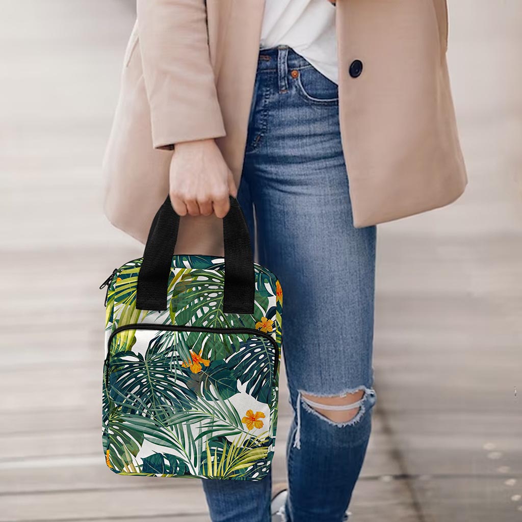 Summer Hawaiian Leaves Pattern Print Bible Tote Bag