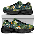 Summer Hawaiian Leaves Pattern Print Black Chunky Shoes