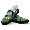 Summer Hawaiian Leaves Pattern Print Black Slip On Sneakers