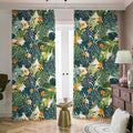 Summer Hawaiian Leaves Pattern Print Dimout Pencil Pleat Curtains