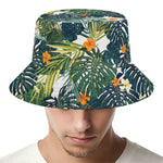 Summer Hawaiian Leaves Pattern Print Bucket Hat