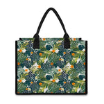 Summer Hawaiian Leaves Pattern Print Canvas Tote Bag