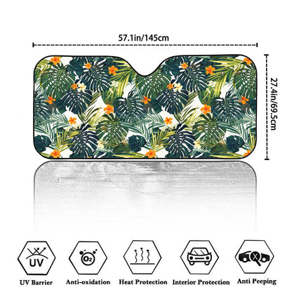 Summer Hawaiian Leaves Pattern Print Car Windshield Sun Shade