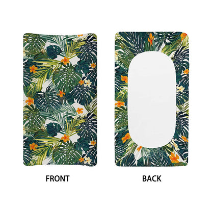Summer Hawaiian Leaves Pattern Print Changing Pad Cover
