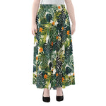 Summer Hawaiian Leaves Pattern Print Chiffon Maxi Skirt