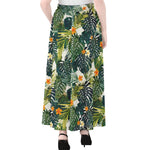 Summer Hawaiian Leaves Pattern Print Chiffon Maxi Skirt