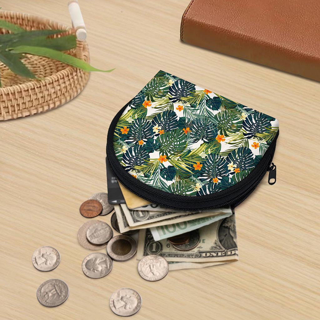Summer Hawaiian Leaves Pattern Print Coin Purse