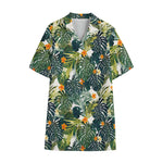 Summer Hawaiian Leaves Pattern Print Cotton Hawaiian Shirt