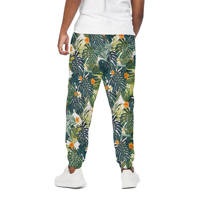 Summer Hawaiian Leaves Pattern Print Cotton Pants