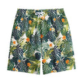 Summer Hawaiian Leaves Pattern Print Cotton Shorts