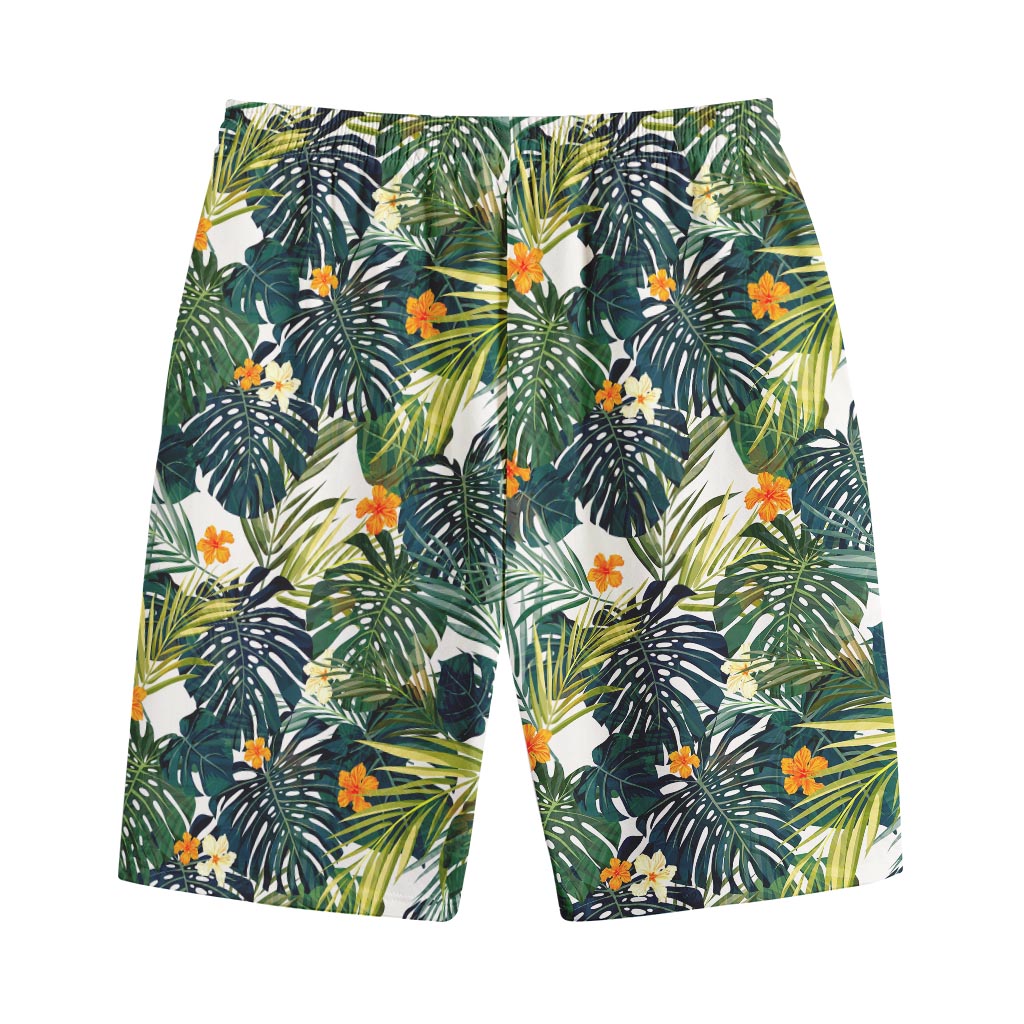 Summer Hawaiian Leaves Pattern Print Cotton Shorts
