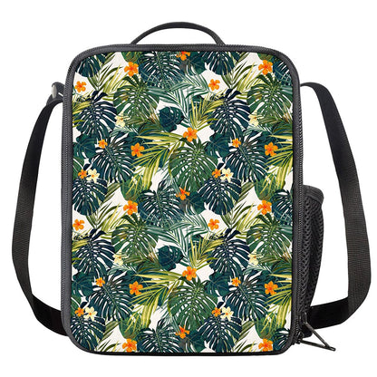 Summer Hawaiian Leaves Pattern Print Crossbody Lunch Bag