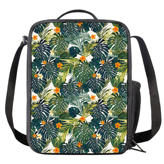 Summer Hawaiian Leaves Pattern Print Crossbody Lunch Bag