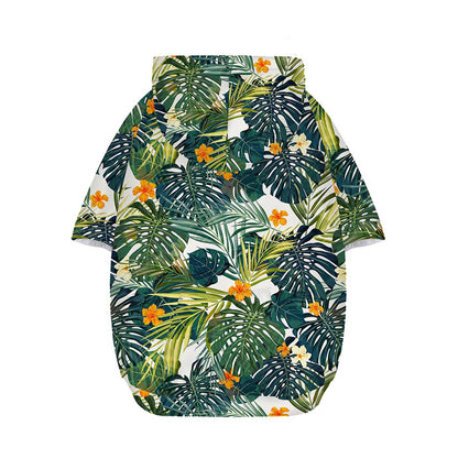 Summer Hawaiian Leaves Pattern Print Dog Zip Up Hoodie
