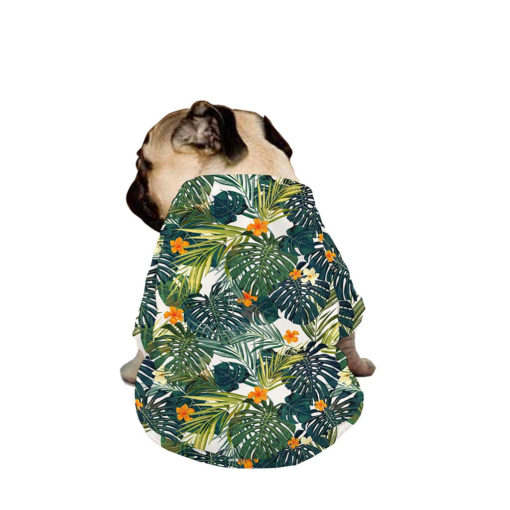 Summer Hawaiian Leaves Pattern Print Dog Zip Up Jacket