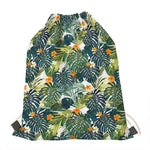 Summer Hawaiian Leaves Pattern Print Drawstring Bag