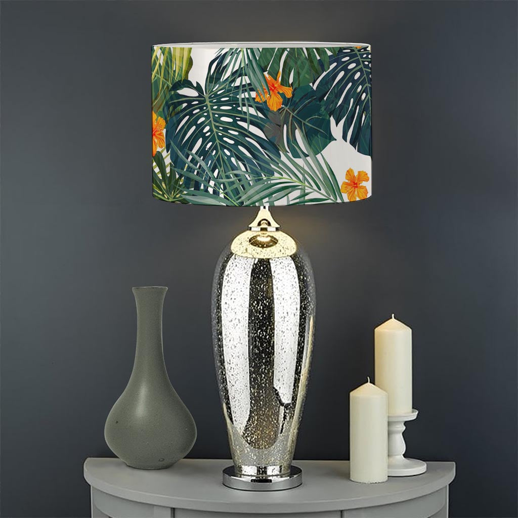 Summer Hawaiian Leaves Pattern Print Drum Lamp Shade