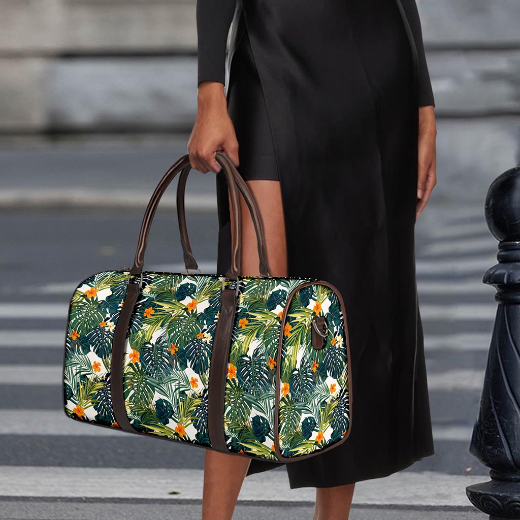 Summer Hawaiian Leaves Pattern Print Duffle Bag