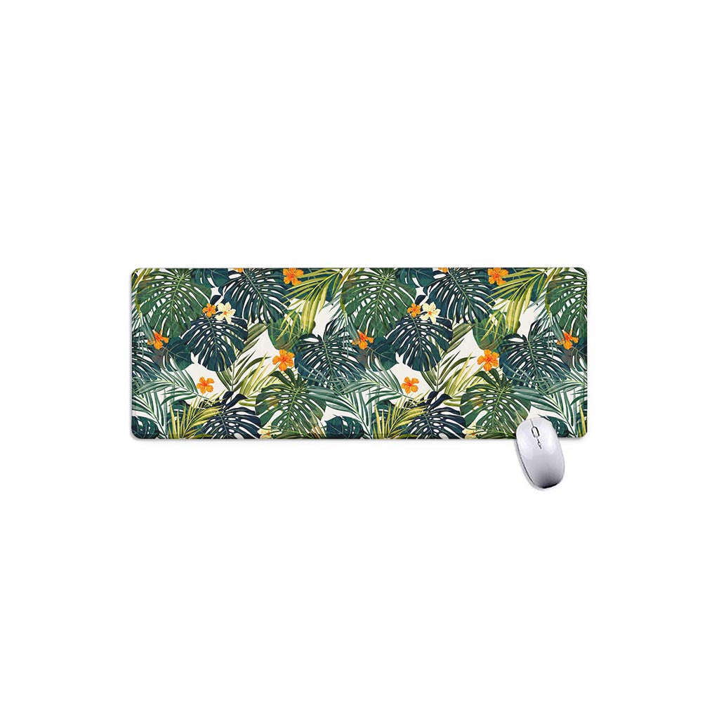 Summer Hawaiian Leaves Pattern Print Extended Mouse Pad