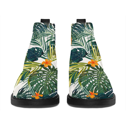 Summer Hawaiian Leaves Pattern Print Flat Ankle Boots