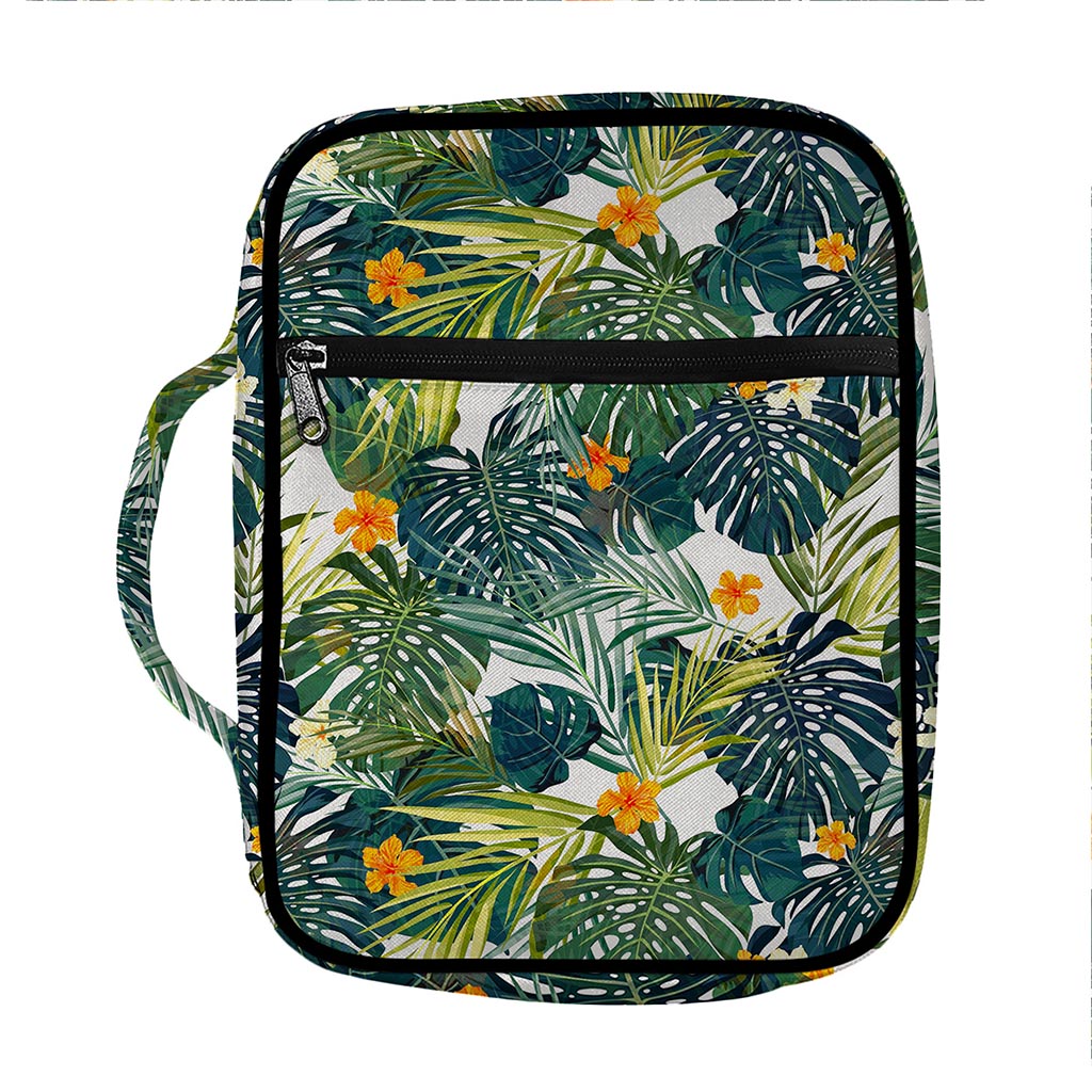 Summer Hawaiian Leaves Pattern Print Front Pocket Bible Bag