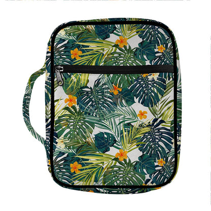 Summer Hawaiian Leaves Pattern Print Front Pocket Bible Bag
