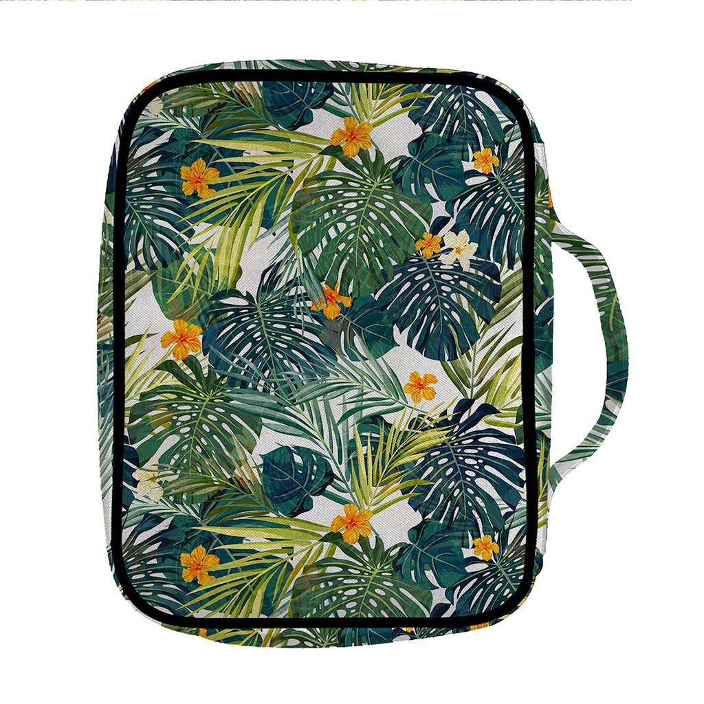 Summer Hawaiian Leaves Pattern Print Front Pocket Bible Bag