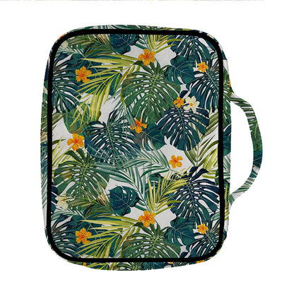Summer Hawaiian Leaves Pattern Print Front Pocket Bible Bag