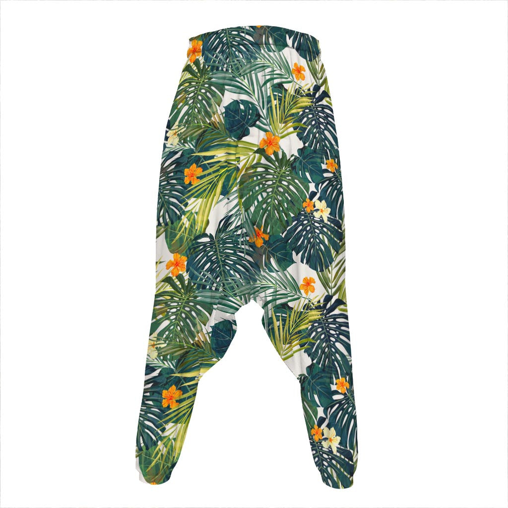 Summer Hawaiian Leaves Pattern Print Hammer Pants
