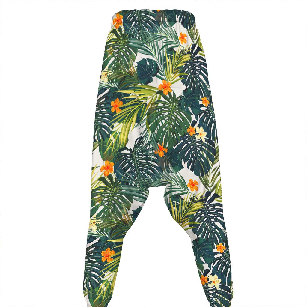 Summer Hawaiian Leaves Pattern Print Hammer Pants