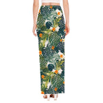 Summer Hawaiian Leaves Pattern Print High Slit Maxi Skirt